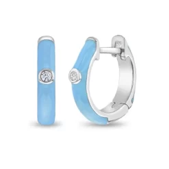 Girls' Bold Enamel Bezel Set Hoop Sterling Silver Earrings - In Season Jewelry -Style Haven Shop GUEST 97e560b6 b249 47a7 b541 b852ecf45a1a