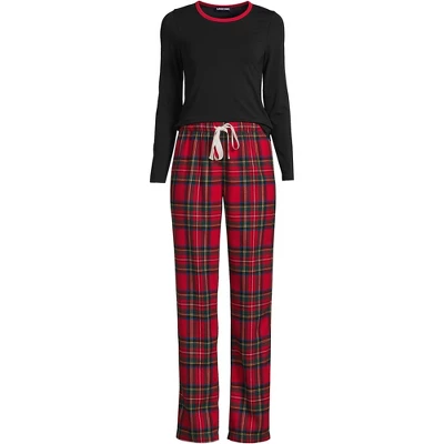 Lands' End Women's Tall Pajama Set Knit Long Sleeve T-Shirt And Flannel Pants 6 Lands' End Women's Tall Pajama Set Knit Long Sleeve T-Shirt And Flannel Pants - Image 4