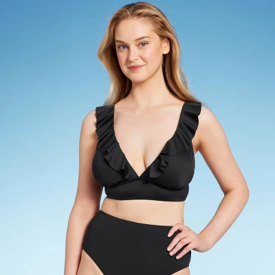 Women's Ruffle V-Neck Longline Triangle Bikini Top - Shade & Shore™ 9 Women's Ruffle V-Neck Longline Triangle Bikini Top - Shade & Shore™ - Image 7