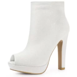 Allegra K Women's Glitter Platform Chunky Heeled Open Toe Ankle Boots -Style Haven Shop GUEST 9b2225f9 24b1 41c9 962a 7c2140493cc5