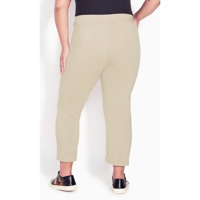Women's Plus Size Super Stretch Crop Pant - Stone | AVENUE 3 Women's Plus Size Super Stretch Crop Pant - Stone | AVENUE