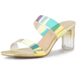 Allegra K Women's Colorful Straps Clear Heels Chunky Heel Clear Sandals -Style Haven Shop GUEST 9cc0df3e 29e2 4037 8fd8 0c45ad52147e