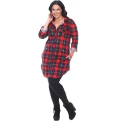 Women's Plus Size Piper Stretchy Plaid Tunic With Pockets - White Mark -Style Haven Shop GUEST 9d03562f 95b0 49d7 a472 1f867a13682c