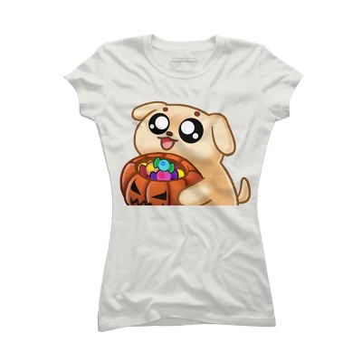Junior's Design By Humans Halloween Candy Pup By Puppers T-Shirt 10 Junior's Design By Humans Halloween Candy Pup By Puppers T-Shirt - Image 8