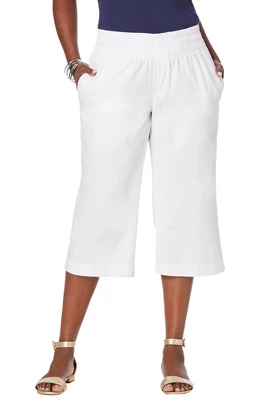 Jessica London Women’s Plus Size Wide-Leg Crop Chambray Pants 4 Jessica London Women’s Plus Size Wide-Leg Crop Chambray Pants - Image 2