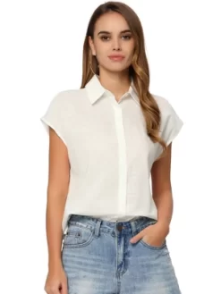 Allegra K Women's Everyday Casual Summer Linen Button Down Cap Sleeve Cotton Collar Shirts 12 Allegra K Women's Everyday Casual Summer Linen Button Down Cap Sleeve Cotton Collar Shirts -Style Haven Shop GUEST 9eb86310 8925 4a81 aa6e e7ada95d91c6