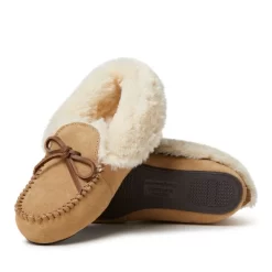 Dearfoams Women's Genuine Suede Foldover Moccasins