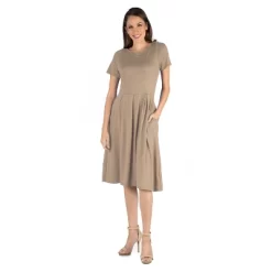 24seven Comfort Apparel Women's Short Sleeve Midi Dress -Style Haven Shop GUEST a15927b1 899d 466f 93bf 472e8092db3a