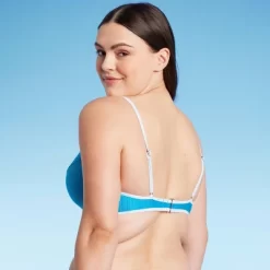 Women's Lightly Lined Ribbed Underwire Bikini Top - Shade & Shore™ Blue -Style Haven Shop GUEST a280076b f0c6 4c86 b6d8 5df307866dcf