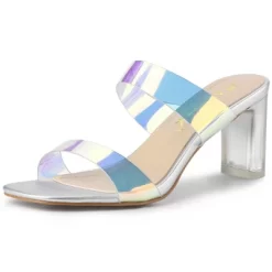 Allegra K Women's Colorful Straps Clear Heels Chunky Heel Clear Sandals -Style Haven Shop GUEST a2e38a59 72da 43c7 b271 5fc865ad6dcd
