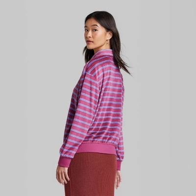 Women's Ascot + Hart Collared Striped Long Sleeve Graphic T-Shirt 4 Women's Ascot + Hart Collared Striped Long Sleeve Graphic T-Shirt - Image 2