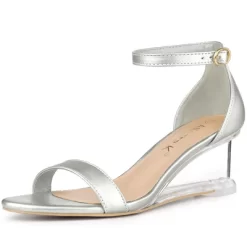 Allegra K Women's Ankle Strap Low Wedge Clear Heels Sandals -Style Haven Shop GUEST a52c851a 442e 4f17 b25f 56dfa8cf66c5