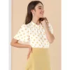Allegra K Women's Polka Dots Stand Collar Pleat Keyhole Back Short Flare Sleeve Tops -Style Haven Shop GUEST a6ef4590 9768 47ec aeba 841a42376f91