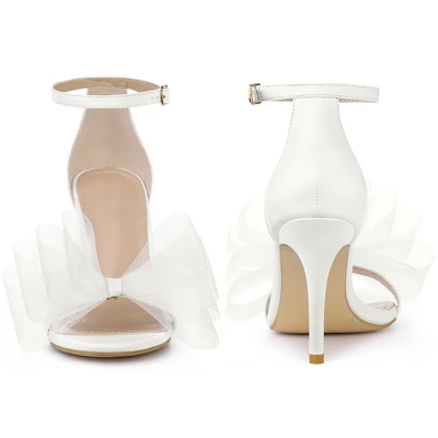 Perphy Women's Open Toe Ankle Strap Bow Tie High Heels Stiletto 4 Perphy Women's Open Toe Ankle Strap Bow Tie High Heels Stiletto - Image 2