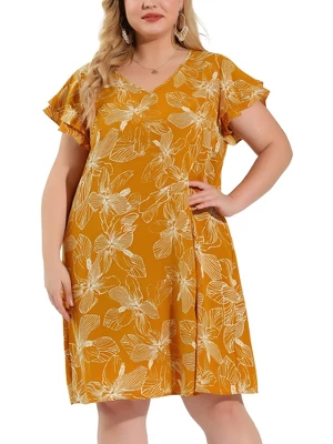 Agnes Orinda Women's Plus Size Floral Tie Waist Outfits Dresses 3 Agnes Orinda Women's Plus Size Floral Tie Waist Outfits Dresses