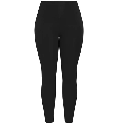 Women's Plus Size Supima® High Rise Legging Black - Petite | AVENUE LEISURE 4 Women's Plus Size Supima® High Rise Legging Black - Petite | AVENUE LEISURE - Image 2
