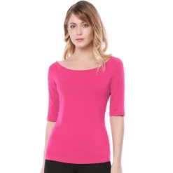 Allegra K Women's Half Sleeves Scoop Neck Fitted Layering Soft T-Shirt -Style Haven Shop GUEST ab9fda4d a23b 4093 931f 6c93bb66eebc