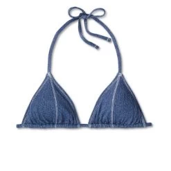 Women's Denim Textured Triangle Bikini Top - Wild Fable™ Denim Blue -Style Haven Shop GUEST ac1aa9ae 97bf 4e91 b382 0beb69ad8141