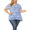 Agnes Orinda Women's Plus Size Cute Short Sleeve Casual Stripe Tops