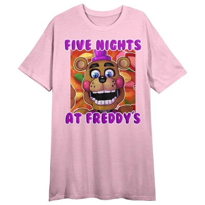 Five Nights At Freddy's Freddy Face On Colorful Background Crew Neck Short Sleeve Cradle Pink Women's Night Shirt 4 Five Nights At Freddy's Freddy Face On Colorful Background Crew Neck Short Sleeve Cradle Pink Women's Night Shirt - Image 2