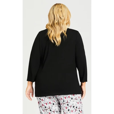 Women's Plus Size Falala Sleep Top - Black | AVENUE 4 Women's Plus Size Falala Sleep Top - Black | AVENUE - Image 2