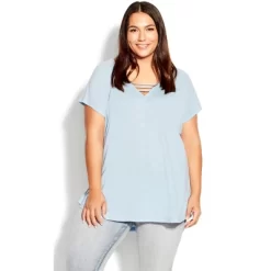 Women's Plus Size 3 Bar V - Chambray Blue | AVENUE -Style Haven Shop GUEST aea34472 b027 4584 89c1 c4ec1479dcd3