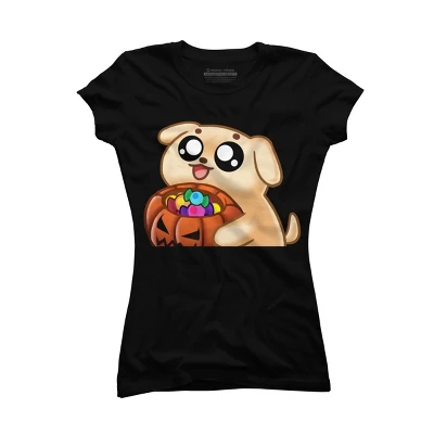 Junior's Design By Humans Halloween Candy Pup By Puppers T-Shirt 6 Junior's Design By Humans Halloween Candy Pup By Puppers T-Shirt - Image 4