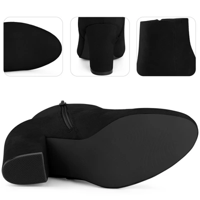 Perphy Women's Round Toe Chunky High Heels Ankle Boots 4 Perphy Women's Round Toe Chunky High Heels Ankle Boots - Image 2