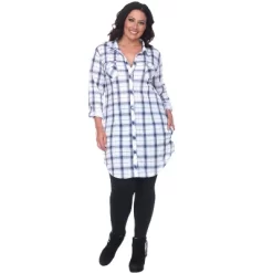 Women's Plus Size Piper Stretchy Plaid Tunic With Pockets - White Mark -Style Haven Shop GUEST afcb7f8a 500c 4328 a1e2 074141c5c22a
