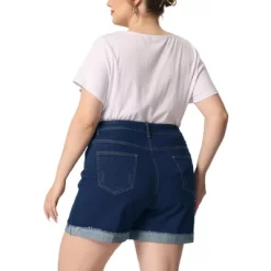 Agnes Orinda Women's Plus Size Denim Roll Hem High-Rise Stretch Trendy Jean Shorts -Style Haven Shop GUEST b04ade77 886d 4351 b30a 53fb195e8452