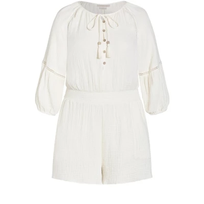 Women's Plus Size Simply Free Playsuit - Cream | STARLING REINE 4 Women's Plus Size Simply Free Playsuit - Cream | STARLING REINE - Image 2