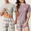 Cheibear Women's Sleepwear Short Sleeve T-Shirt With Shorts Plaid Couple Pajama Sets -Style Haven Shop GUEST b2bcf4f8 c5b3 43ff b4a2 9147a560d7f6