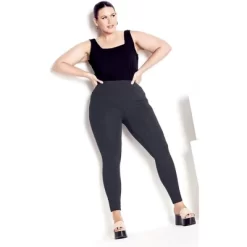 Women's Plus Size Supima® High Rise Legging Charcoal - Petite | AVENUE LEISURE -Style Haven Shop GUEST b320b45a 5574 42c0 9ffd d6e804059782