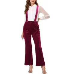 Allegra K Women's Velvet Wide Leg Retro Shiny Glitter Overalls Jumpsuits Pants -Style Haven Shop GUEST b35f3bfc a48d 4b37 b5d7 dfc17658040a