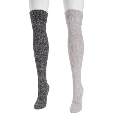 MUK LUKS Women's 2 Pair Pack Marl Over The Knee Socks 4 MUK LUKS Women's 2 Pair Pack Marl Over The Knee Socks - Image 2
