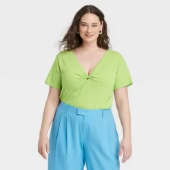 Women's Short Sleeve V-Neck Linen T-Shirt - A New Day™ -Style Haven Shop GUEST b5867f8b f2b2 4e17 9d0f 2497ecfc2185