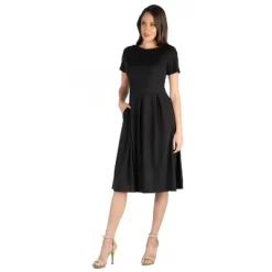 24seven Comfort Apparel Women's Short Sleeve Midi Dress