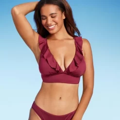 Women's Ruffle V-Neck Longline Triangle Bikini Top - Shade & Shore™ 18 Women's Ruffle V-Neck Longline Triangle Bikini Top - Shade & Shore™ -Style Haven Shop GUEST b85742aa 7d3d 4f58 915f 6315c2552a85