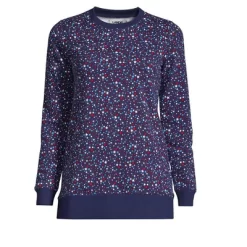 Lands' End Women's Serious Sweats Crewneck Long Sleeve Sweatshirt Tunic