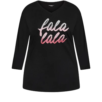 Women's Plus Size Falala Sleep Top - Black | AVENUE 6 Women's Plus Size Falala Sleep Top - Black | AVENUE - Image 4