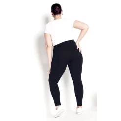 Women's Plus Size Supima® High Rise Legging Black - Petite | AVENUE LEISURE
