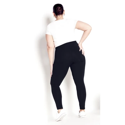Women's Plus Size Supima® High Rise Legging Black - Petite | AVENUE LEISURE 3 Women's Plus Size Supima® High Rise Legging Black - Petite | AVENUE LEISURE