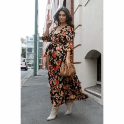 Petal And Pup Women's Wrap Jacket Maxi Dress