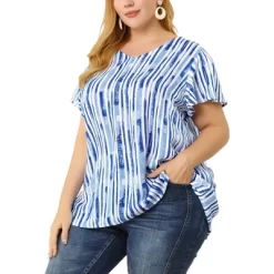 Agnes Orinda Women's Plus Size Cute Short Sleeve Casual Stripe Tops -Style Haven Shop GUEST be59ef0e 4e5a 4183 bba2 e0a5feee29a1