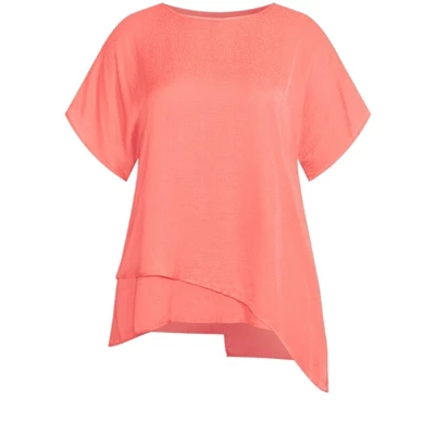 Women's Plus Size Isla Layered Tunic - Coral | AVE STUDIO 4 Women's Plus Size Isla Layered Tunic - Coral | AVE STUDIO - Image 2