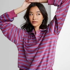 Women's Ascot + Hart Collared Striped Long Sleeve Graphic T-Shirt 12 Women's Ascot + Hart Collared Striped Long Sleeve Graphic T-Shirt -Style Haven Shop GUEST bf80dcb3 9560 4722 b6ab 8b916a5bb581