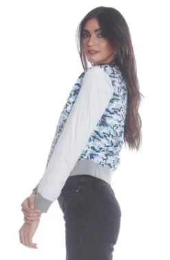 Members Only Women's Camouflage Baseball Jacket With Nylon Sleeves