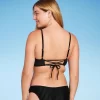 Women's Velour Ribbed Bralette Bikini Top - Shade & Shore™ Black
