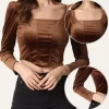 Allegra K Crop Velvet Long Sleeve Top For Women Casual Square Neck Blouse 2 Allegra K Crop Velvet Long Sleeve Top For Women Casual Square Neck Blouse -Style Haven Shop GUEST c1a20544 524e 4929 8c35 00d22dcbc15e