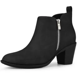 Allegra K Women's Low Chunky Heels Zipper Western Ankle Booties -Style Haven Shop GUEST c34ccdb5 333b 4b0b bda7 cf7ca9cffcbb